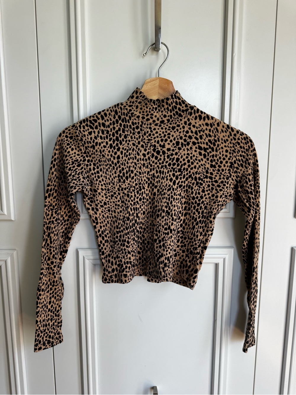 Brandy Melville Cheetah Print Mock Neck Long Sleeve